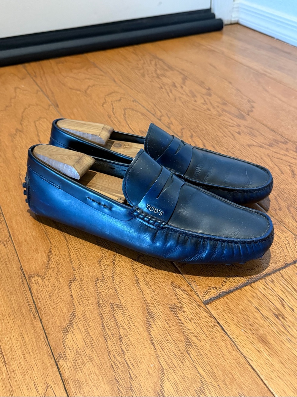 Tod's Men's Dark Blue Leather Penny Loafers